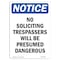 Signmission OSHA Notice Sign, 14" Height Rigid Plastic, No Soliciting Trespassers Will Sign, Portrait OS-NS-P-1014-V-14840 - alternate 1